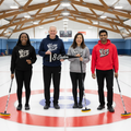 Curling Team in Hurry Hard Hoodies with 8-Ender Pennant 